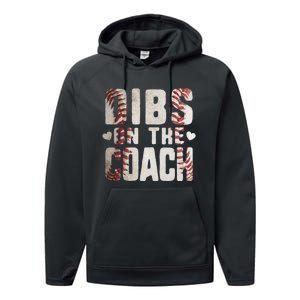 Dibs on the Coach Funny Baseball Coach's Wife Performance Fleece Hoodie