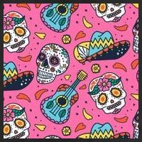 Day Of The Dead Guitar 7 Panel Mesh Trucker Snapback Hat
