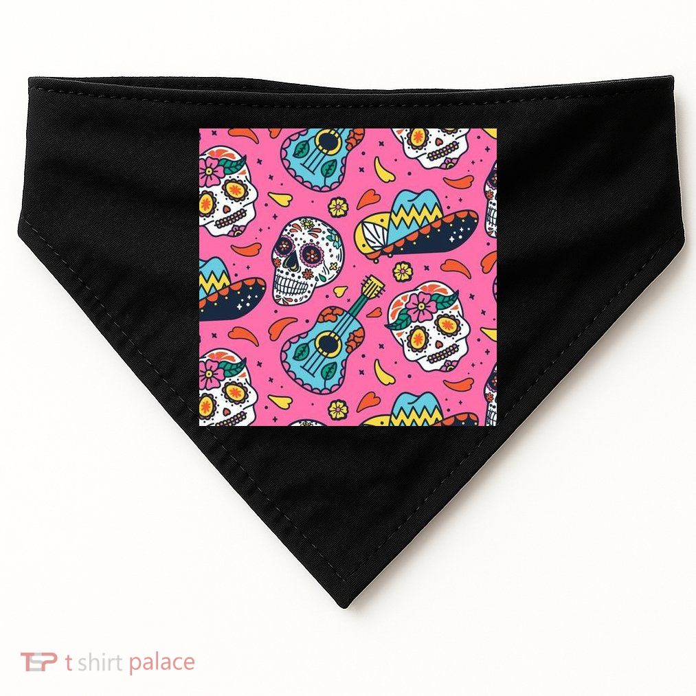 Day Of The Dead Guitar USA-Made Doggie Bandana