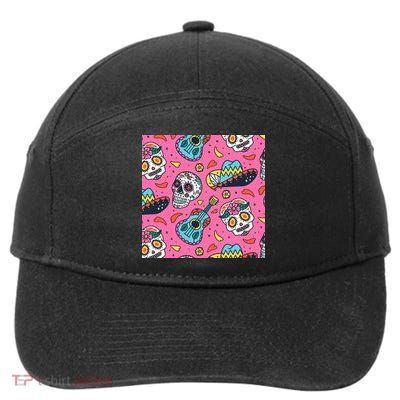 Day Of The Dead Guitar 7-Panel Snapback Hat