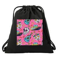 Day Of The Dead Guitar Drawstring Bag