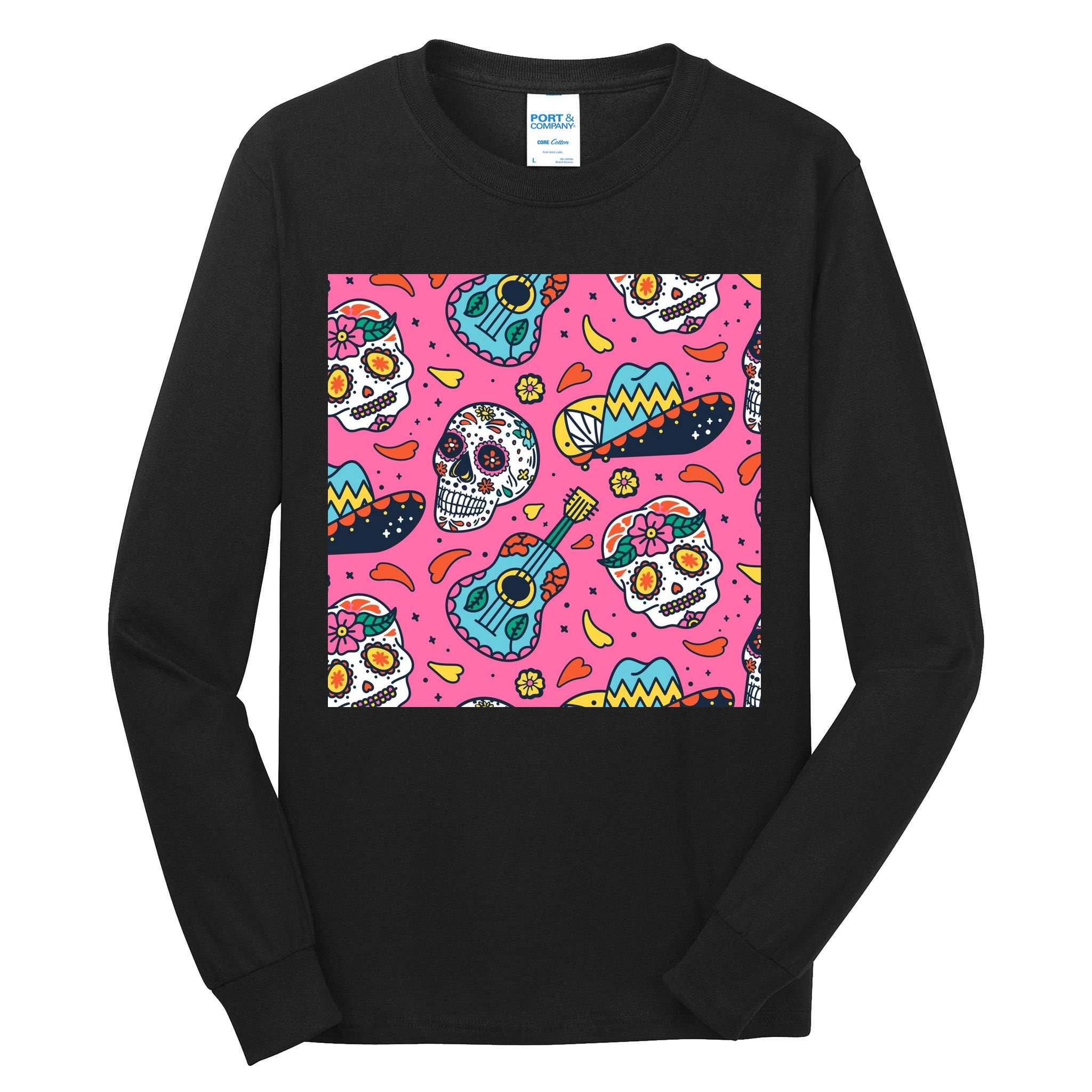 Day Of The Dead Guitar Tall Long Sleeve T-Shirt
