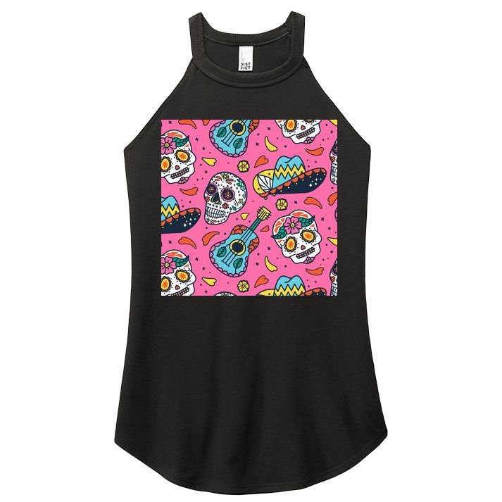 Day Of The Dead Guitar Women's Perfect Tri Rocker Tank