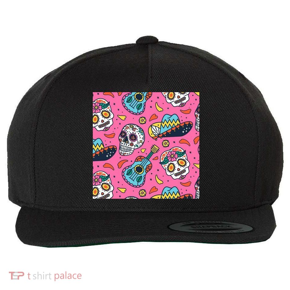 Day Of The Dead Guitar Wool Snapback Cap