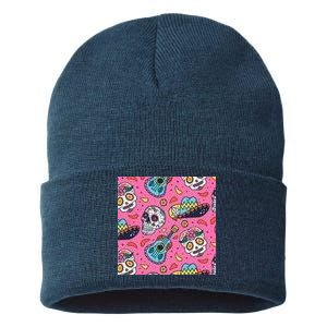 Day Of The Dead Guitar Sustainable Knit Beanie