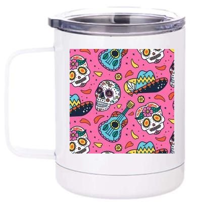 Day Of The Dead Guitar 12 oz Stainless Steel Tumbler Cup