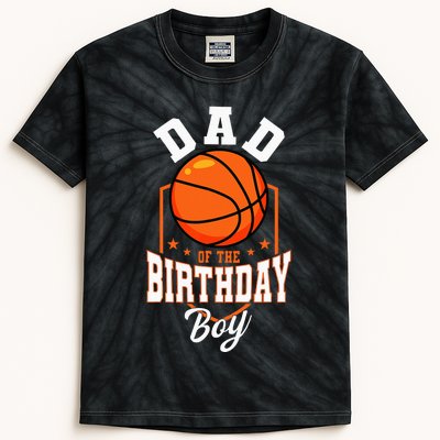 Dad Of The Birthday Boy Basketball Theme Bday Party Kids Tie-Dye T-Shirt