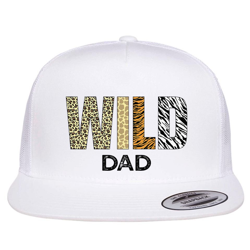 Dad Of The Wild One Zoo Birthday Safari Jungle Animal Flat Bill Trucker Hat