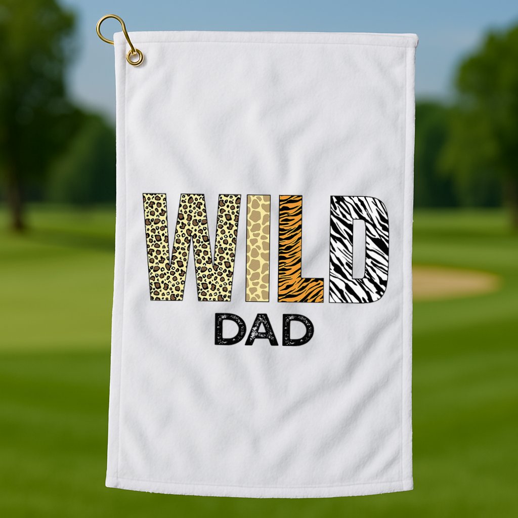 Dad Of The Wild One Zoo Birthday Safari Jungle Animal Golf Towel