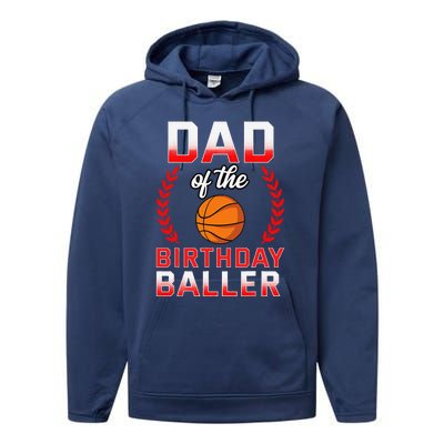 Dad Of The Birthday Boy Basketball Bday Celebration Performance Fleece Hoodie