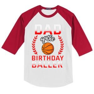 Dad Of The Birthday Boy Basketball Bday Celebration Kids Colorblock Raglan Jersey