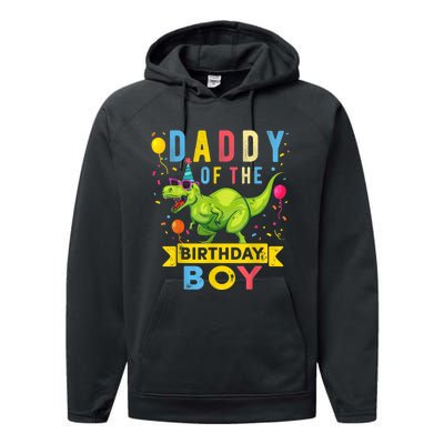  Daddy of the Birthday Boy T-Rex Dinosaur Birthday Party Performance Fleece Hoodie