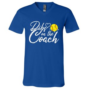 Dibs On The Coach Funny Coach's Wife Softball Gift V-Neck T-Shirt