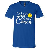 Dibs On The Coach Funny Coach's Wife Softball Gift V-Neck T-Shirt