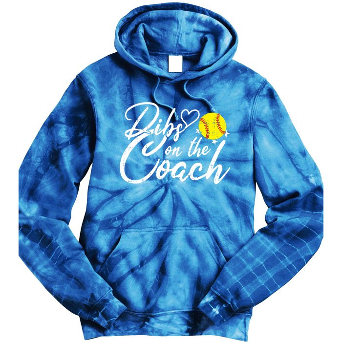 Dibs On The Coach Funny Coach's Wife Softball Gift Tie Dye Hoodie