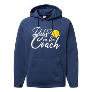 Dibs On The Coach Funny Coach's Wife Softball Gift Performance Fleece Hoodie