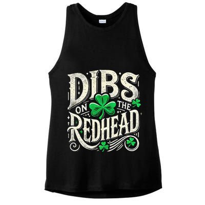 Dibs On The Redhead Funny St Patricks Day Drinking Ladies PosiCharge Tri-Blend Wicking Tank