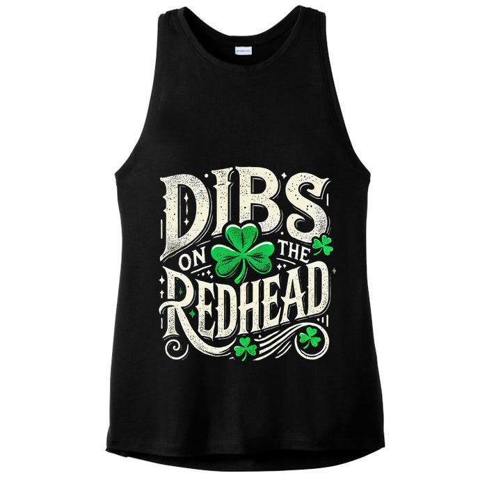 Dibs On The Redhead Funny St Patricks Day Drinking Ladies PosiCharge Tri-Blend Wicking Tank