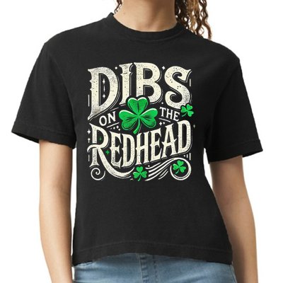 Dibs On The Redhead Funny St Patricks Day Drinking Comfort Colors Boxy T-Shirt
