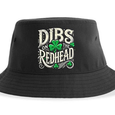 Dibs On The Redhead Funny St Patricks Day Drinking Sustainable Bucket Hat