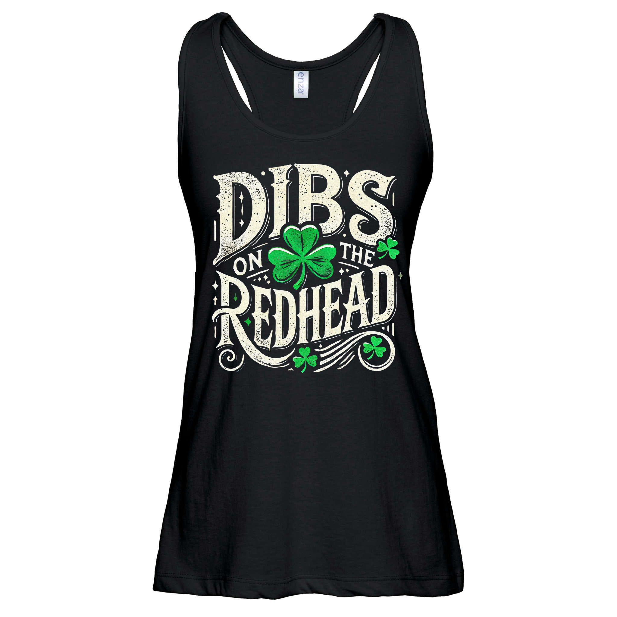 Dibs On The Redhead Funny St Patricks Day Drinking Ladies Essential Flowy Tank