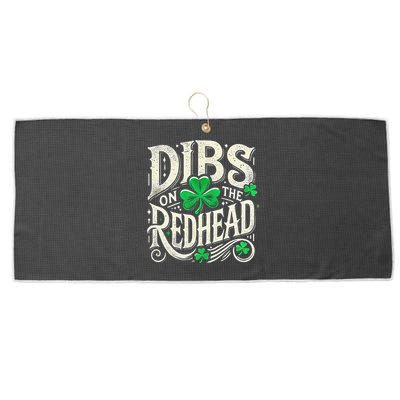 Dibs On The Redhead Funny St Patricks Day Drinking Large Microfiber Waffle Golf Towel