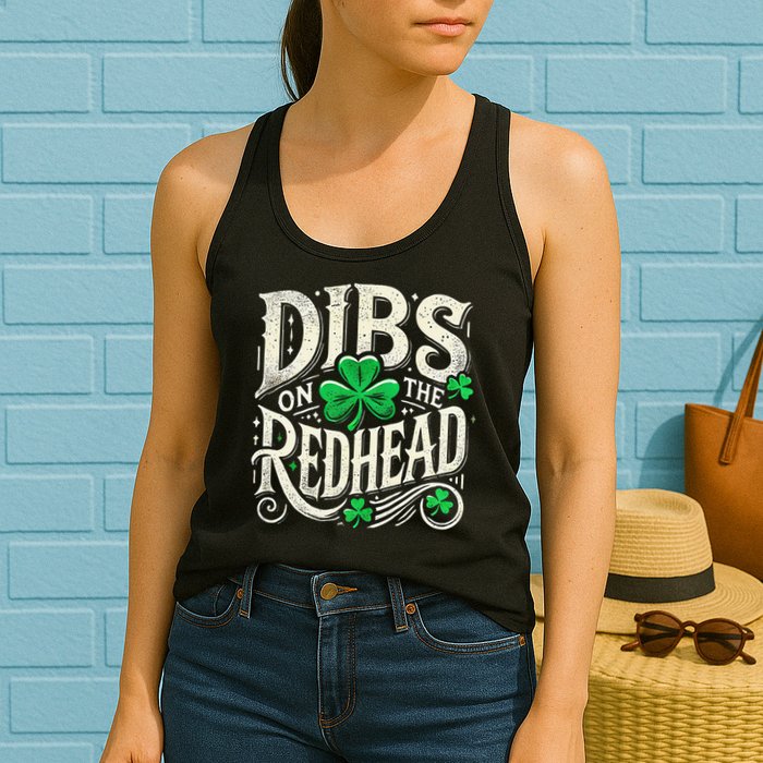Dibs On The Redhead Funny St Patricks Day Drinking Womens Tank Top