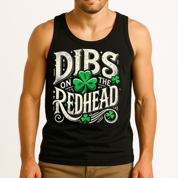 Dibs On The Redhead Funny St Patricks Day Drinking Tank Top
