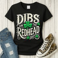 Dibs On The Redhead Funny St Patricks Day Drinking Womens T-Shirt