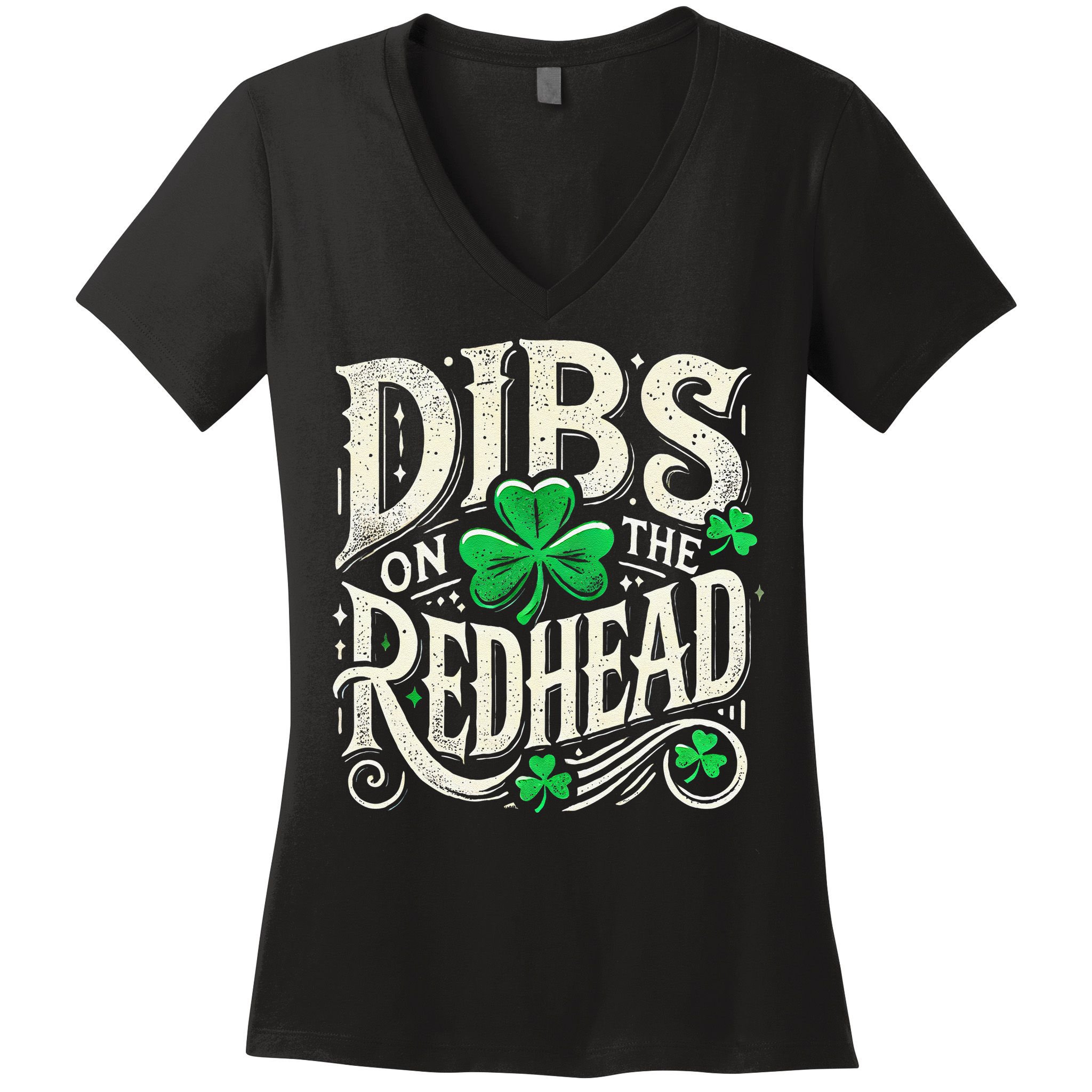 Dibs On The Redhead Funny St Patricks Day Drinking Women's V-Neck T-Shirt