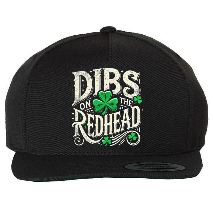Dibs On The Redhead Funny St Patricks Day Drinking Wool Snapback Cap