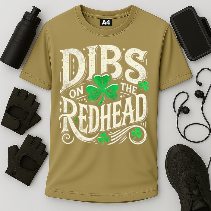 Dibs On The Redhead Funny St Patricks Day Drinking Performance Shirt