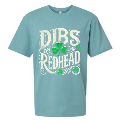 Dibs On The Redhead Funny St Patricks Day Drinking Sueded Cloud Jersey T-Shirt