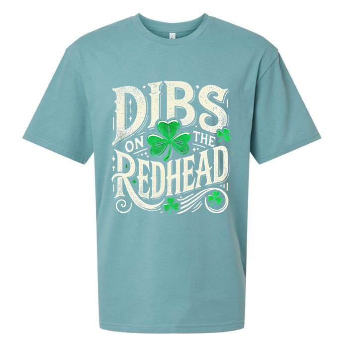 Dibs On The Redhead Funny St Patricks Day Drinking Sueded Cloud Jersey T-Shirt