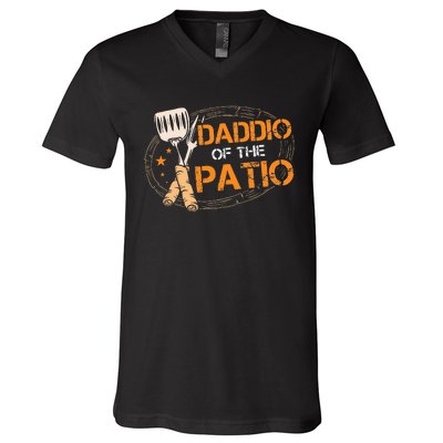 Daddio Of The Patio Grilling Sausage BBQ Barbecue Top Grill V-Neck T-Shirt