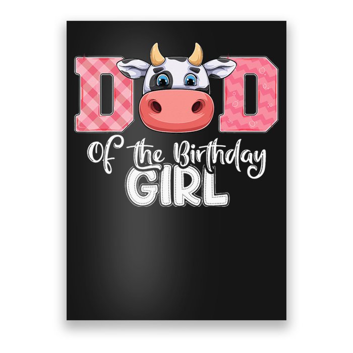 Dad of The Birthday Cow Family Cow Farm Matching Poster