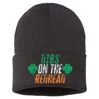 Dibs On The Redhead Shamrock St. Patrick's Day Drinking Sustainable Knit Beanie