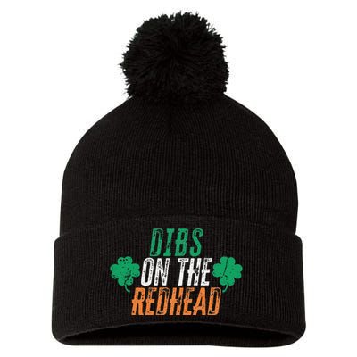 Dibs On The Redhead Shamrock St. Patrick's Day Drinking Pom Pom 12in Knit Beanie