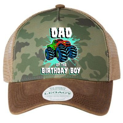 Dad Of The Birthday Boy Monster Truck Birthday Party Gift Legacy Tie Dye Trucker Hat