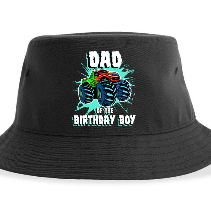 Dad Of The Birthday Boy Monster Truck Birthday Party Gift Sustainable Bucket Hat