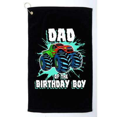 Dad Of The Birthday Boy Monster Truck Birthday Party Gift Platinum Collection Golf Towel