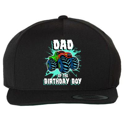 Dad Of The Birthday Boy Monster Truck Birthday Party Gift Wool Snapback Cap