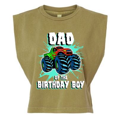 Dad Of The Birthday Boy Monster Truck Birthday Party Gift Garment-Dyed Women's Muscle Tee