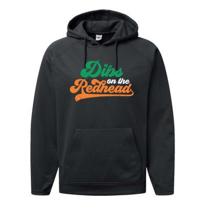 Dibs On The Redhead Saint Patrick's Day Funny Funny Performance Fleece Hoodie