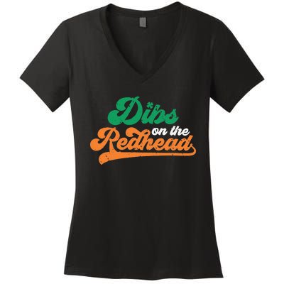 Dibs On The Redhead Saint Patrick's Day Funny Funny Women's V-Neck T-Shirt