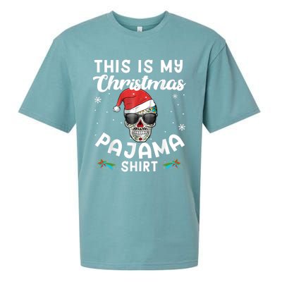 Day Of The Dead Sugar Skull Xmas This Is My Christmas Pajama Gift Sueded Cloud Jersey T-Shirt