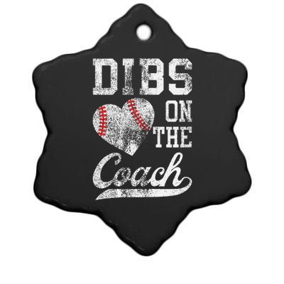 Dibs On The Coach Funny CoachS Wife Quote Cool Baseball Mom Ceramic Star Ornament