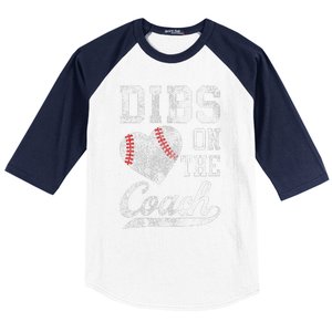 Dibs On The Coach Funny CoachS Wife Quote Cool Baseball Mom Baseball Sleeve Shirt