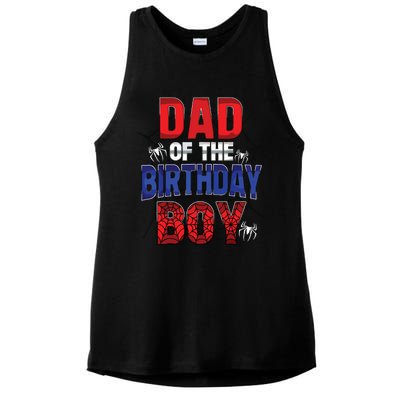 Dad Of The Birthday Boy Matching Family Spider Web Ladies PosiCharge Tri-Blend Wicking Tank