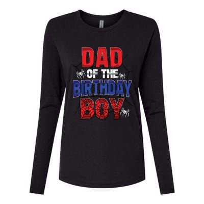 Dad Of The Birthday Boy Matching Family Spider Web Womens Cotton Relaxed Long Sleeve T-Shirt